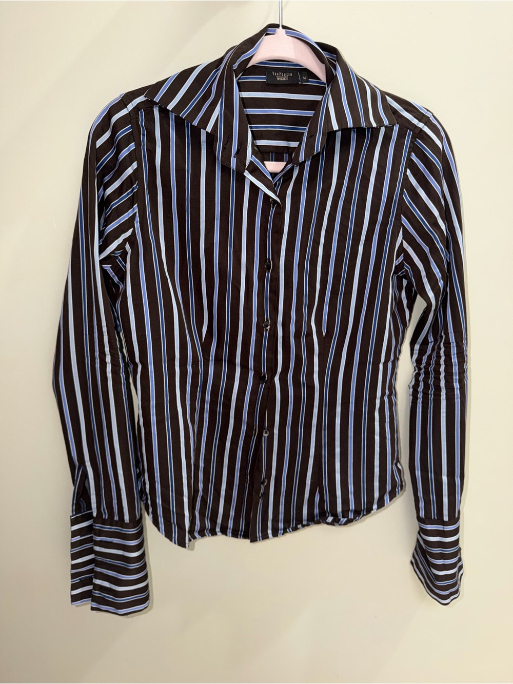 Van Heusen Woman Brown Polo with Blue and Light Blue Stripes